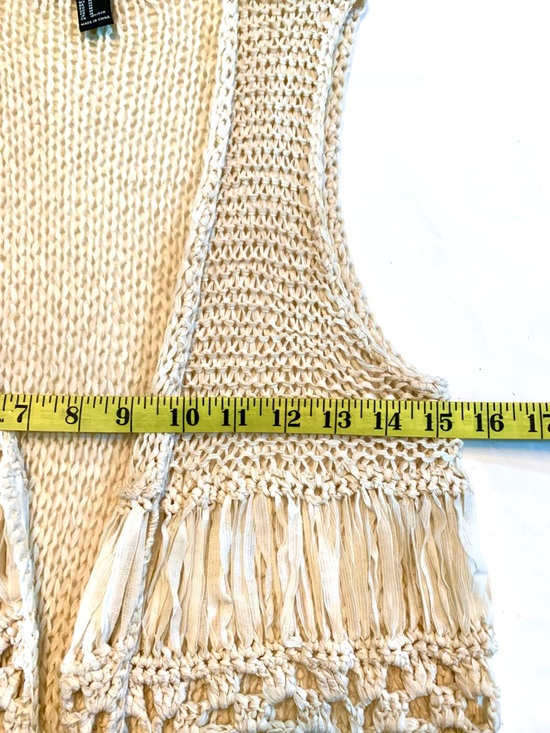 Boho Hippie Crochet Festival Fringe Open Knit Vest- M - Picture 9 of 13